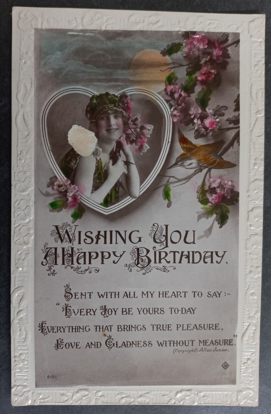 Undated Great Britain Embossed Happy Birthday Postcard Unused No Stamp