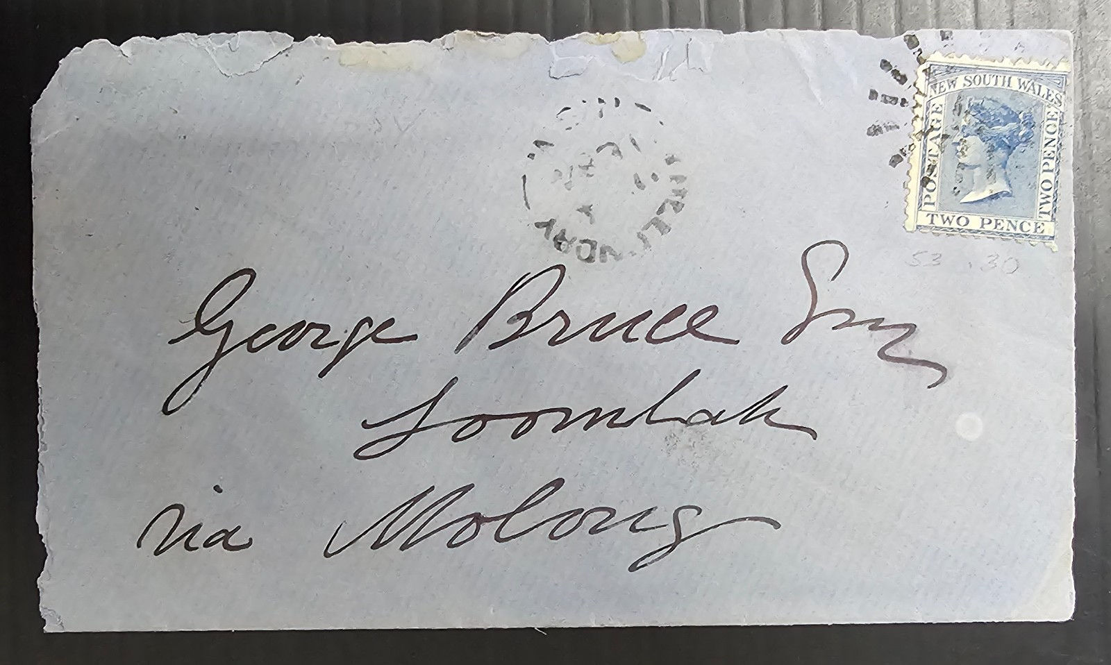 Rare 1884 NSW Australia Cover 2d blue DelaRue stamp Yullundry-Molong rated RRRR