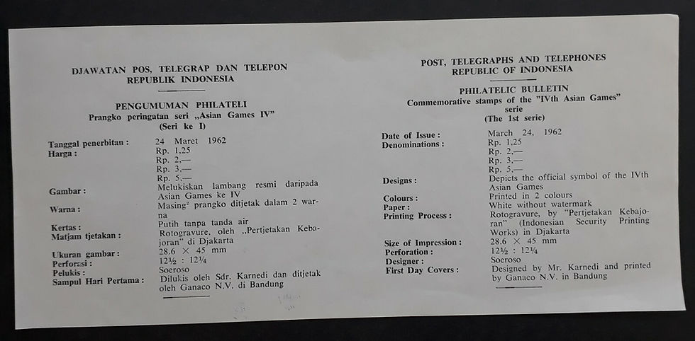 Thumbnail: 1962 Indonesia Asian Games, Jakarta FDC ties 4 Stamps cd Bandung w card