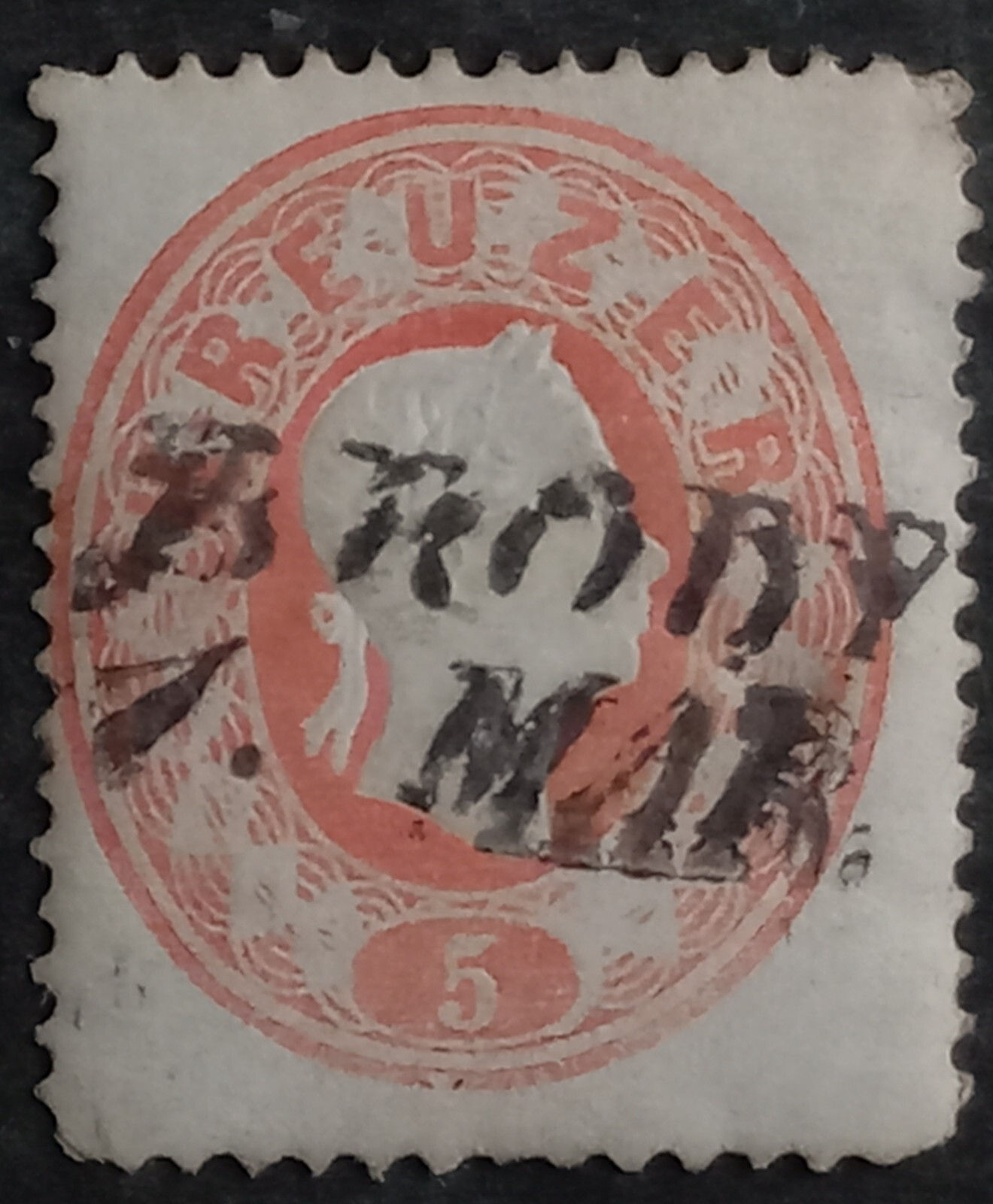 c.1860 Austria-Hungary 5Kr red Franz Josef stamp BRODY cds