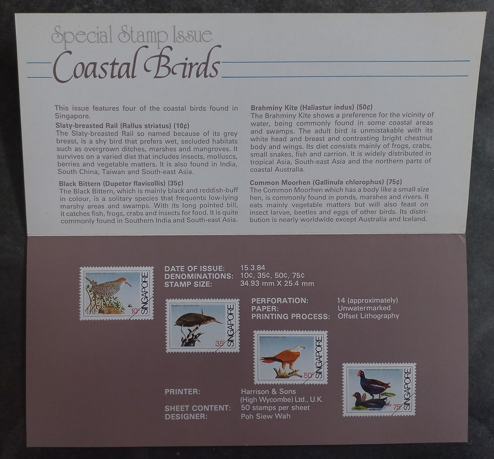 Thumbnail: 1984 Singapore Birds FDC ties 4 Stamps cd Singapore