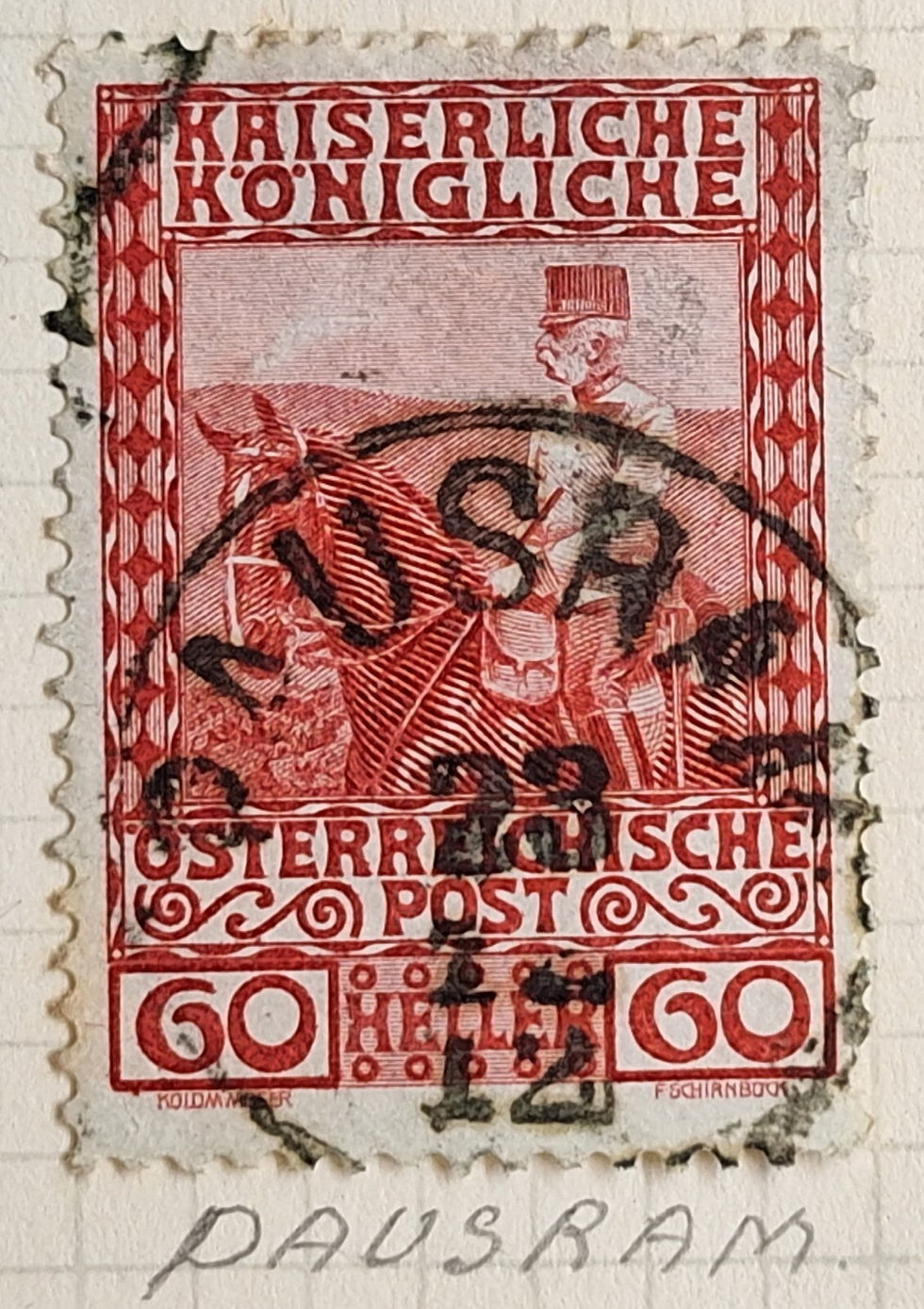 1912 Austria 60H Franz Josef I Commemoration Stamp cd Pausram