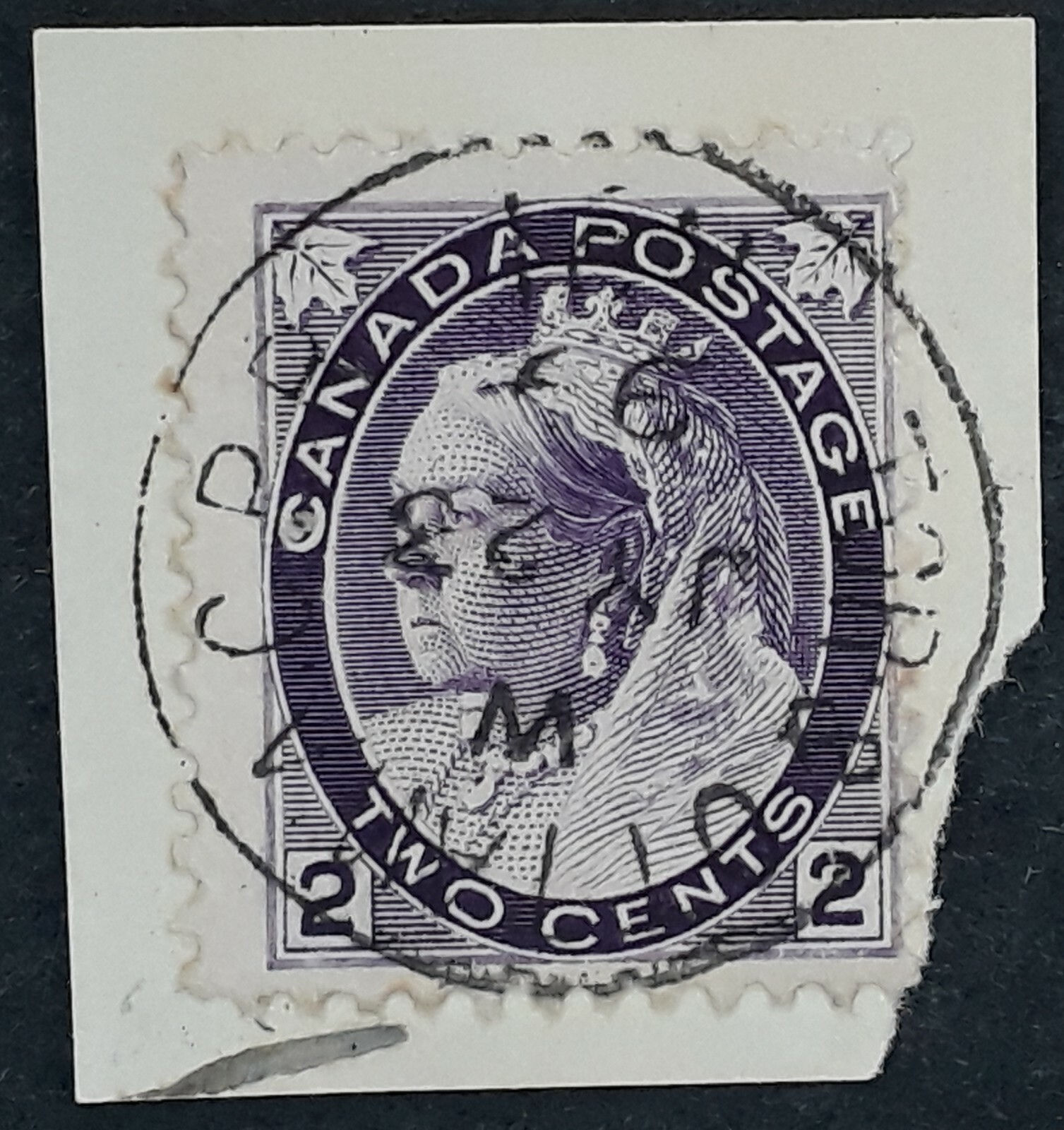 1899 Canada 2c violet Queen Victoria stamp T.O.R & OTT.C.P.R.M.C.