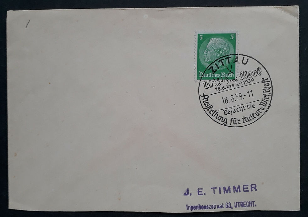 SCARCE 1939 Germany Cover ties 5 Pfg green stamp with Zittau Exhibition cachet