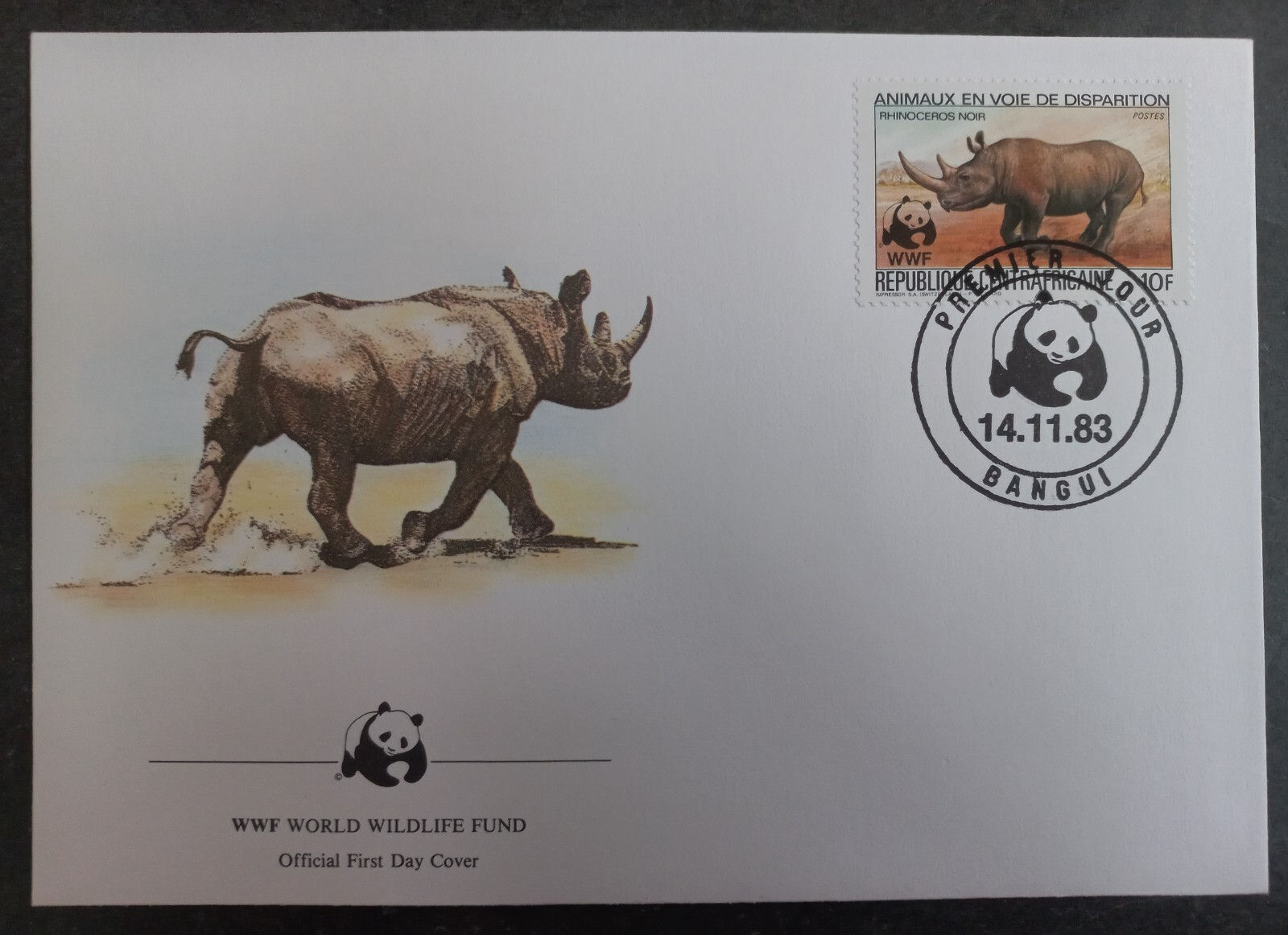 1984 Central African Republic World Wildlife Fund FDC 10Fr Stamp cd Bangui