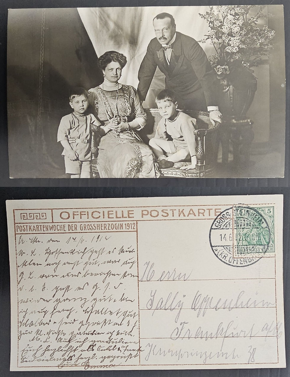 1912 Germany Postcard-Family Photo 5 pfg stamp cd Hanau Steinheim-Frankfurt