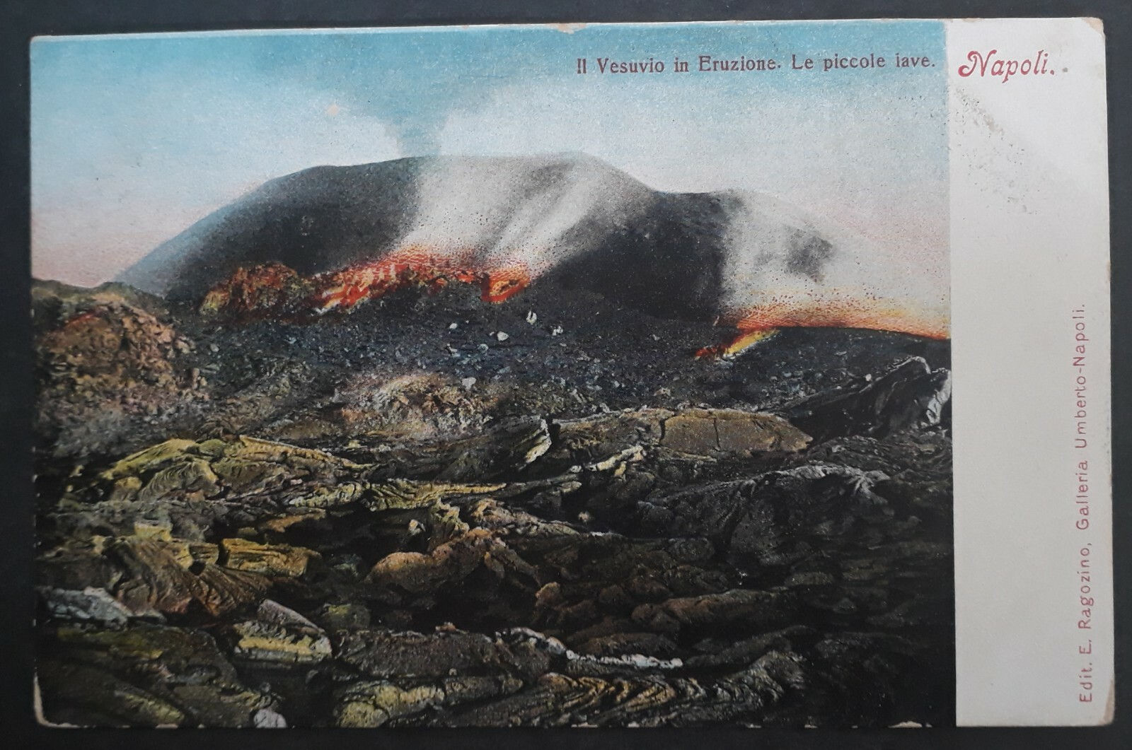 Undated Italy Postcard-Vesuvius in Eruption, Small Lavas Unused