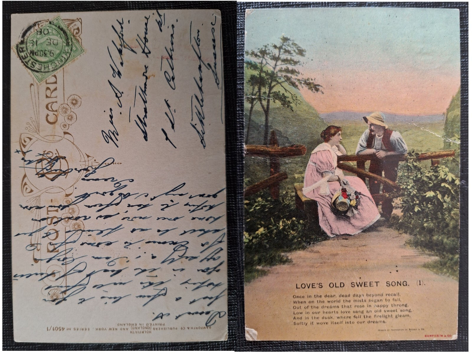 1908 Great Britain Postcard-Love's Sweet Song 1 cd Winchester-Littlehampton
