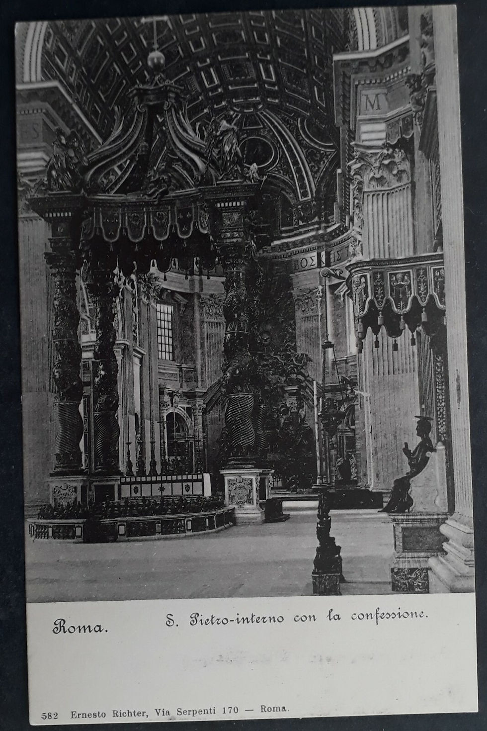 Undated Italy Postcard-Rome, St Peter's w Confession Unused No Stamp
