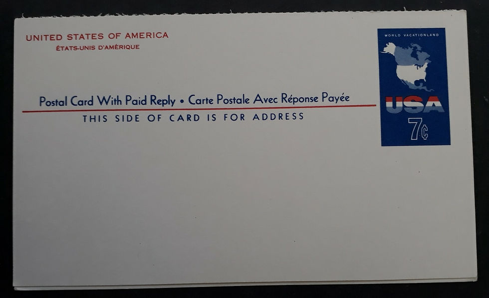 c. 1960s United States 7c Stamped Lettercard & Reply card Unused