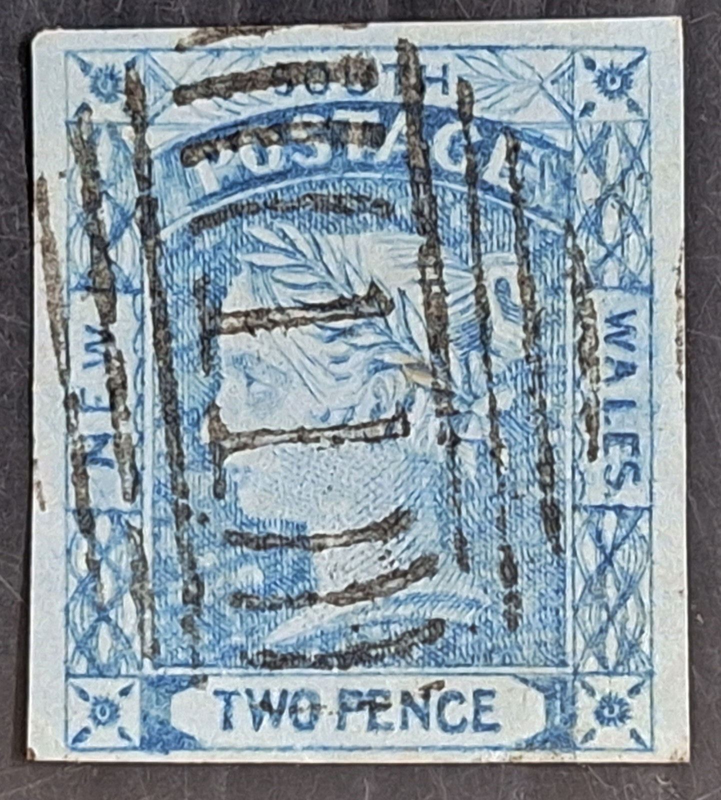 1851 NSW Australia 2d Dp Prussian Blue laureate Stamp Num CDS 11 Canowindra rate
