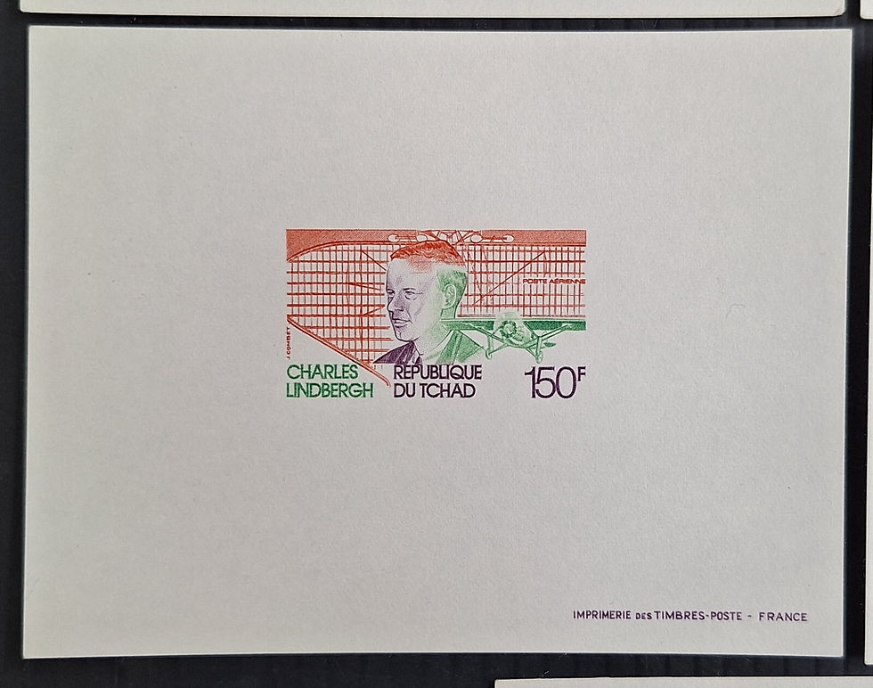 Thumbnail: RARE 1977- Chad lot of 5 Imperf Proof Lindberg Airmail stamps MNG