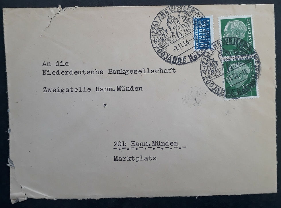 1954 Germany Cover ties 3 Stamps cd Ahrweiler to Hann.Munden