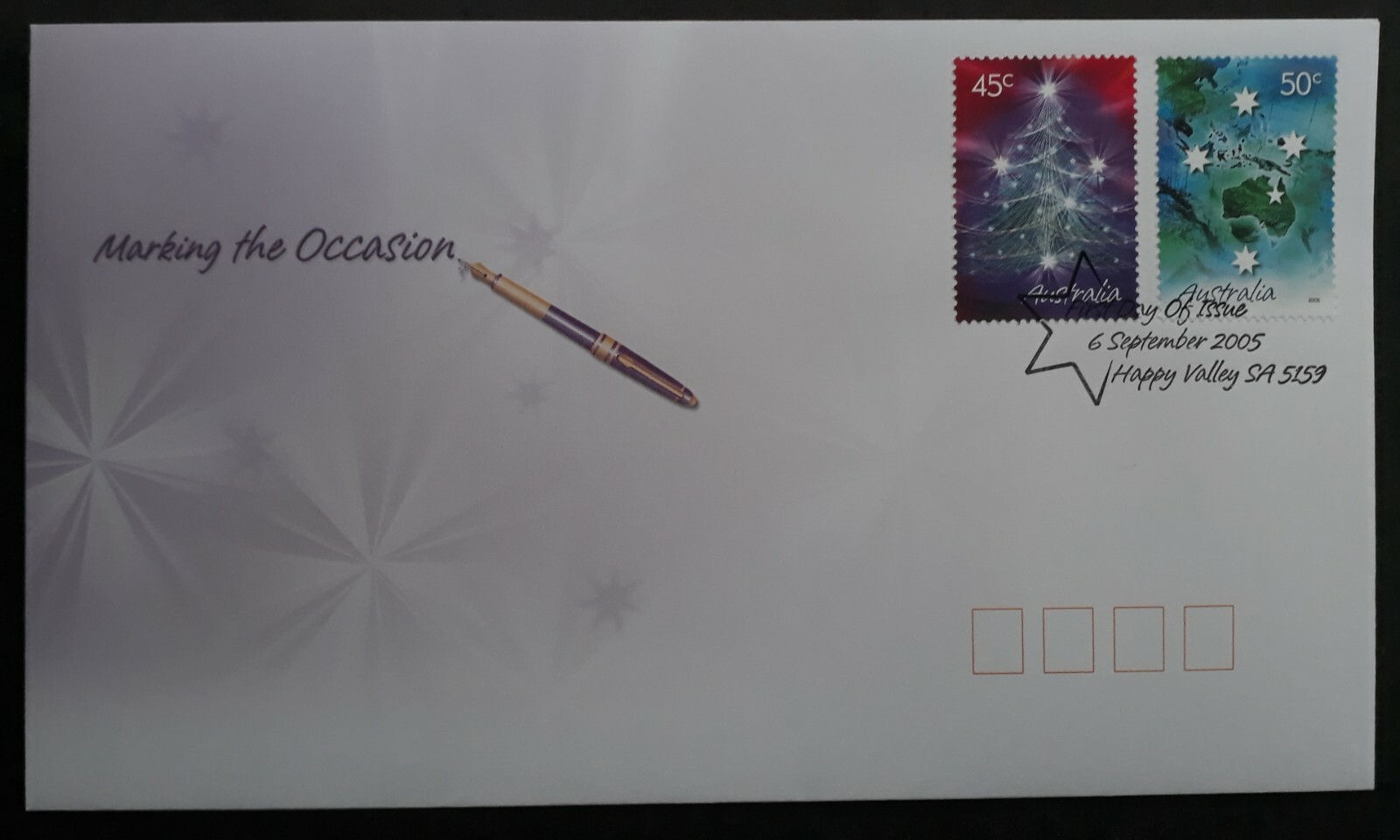 2005 Australia Marking the Occasion FDC ties 2 stamps cd Happy Valley