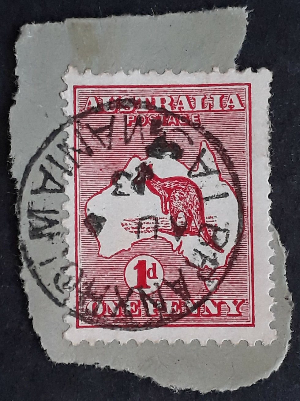 1913 Australia 1d red Kangaroo stamp BRANXHOLM TASMANIA PMK