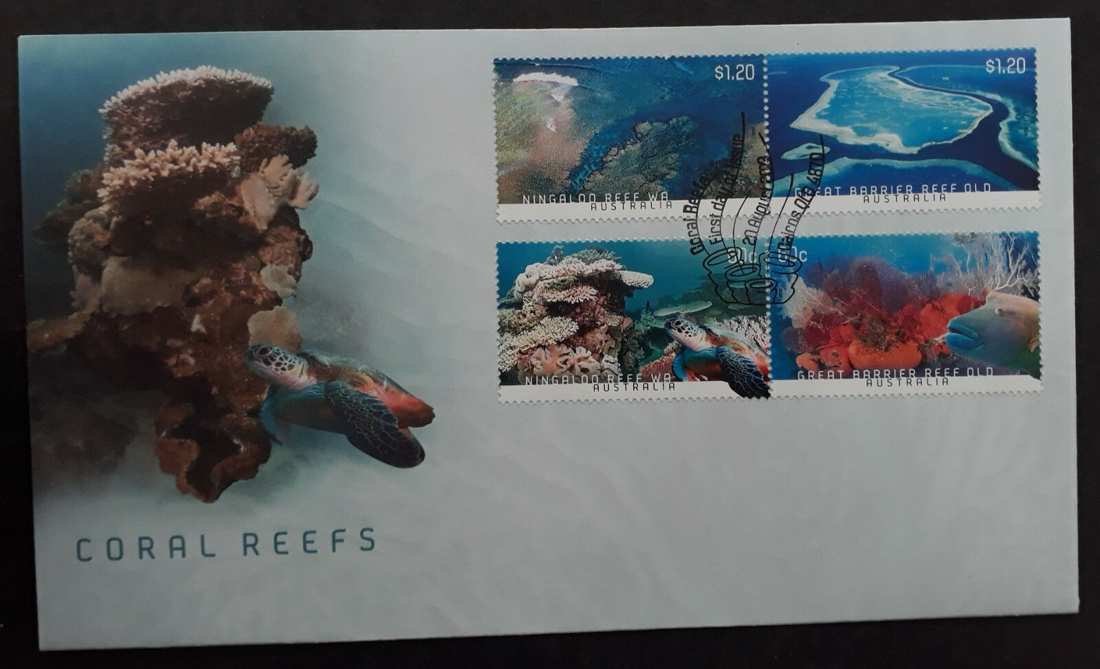 2013 Australia Coral Reefs FDC ties 4 stamps cd Cairns QLD