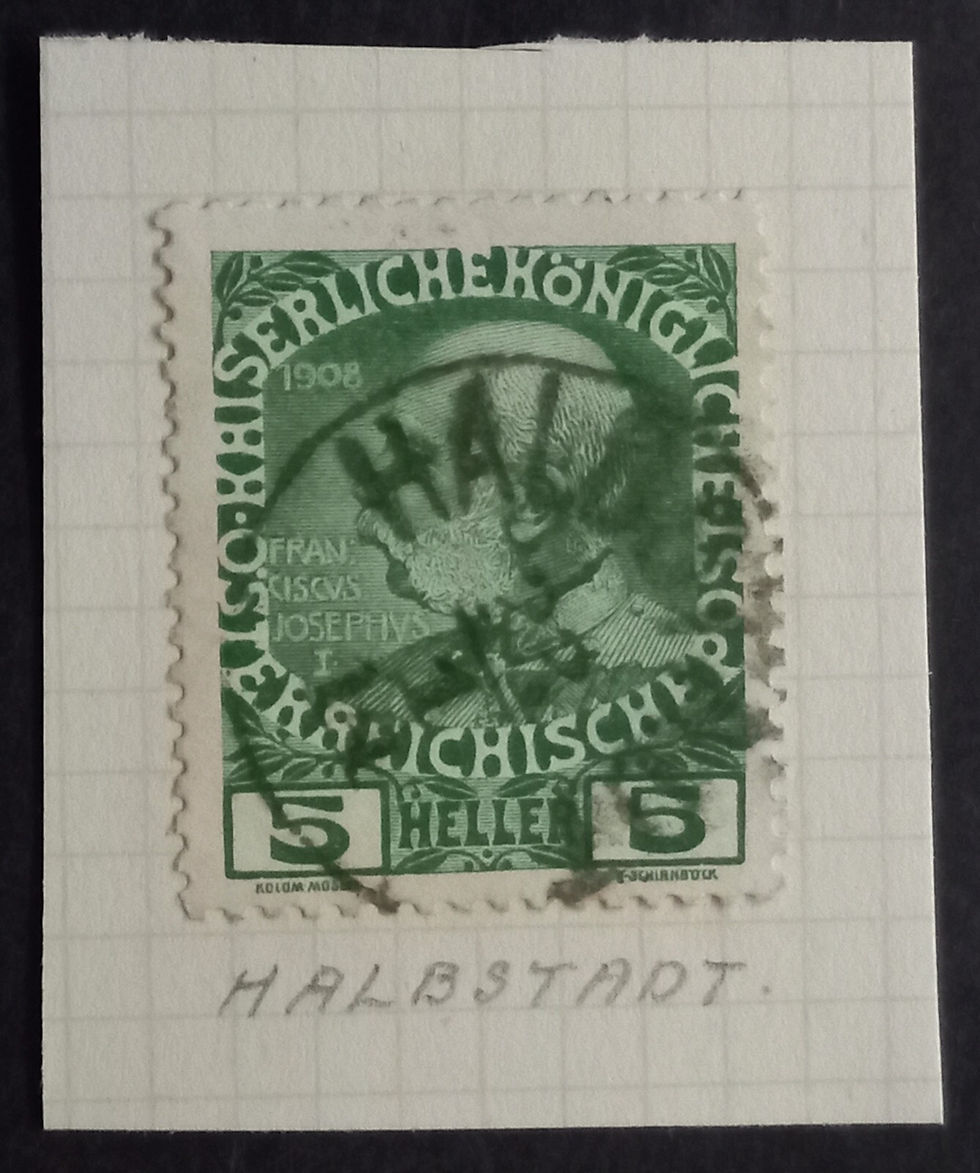 1914 Austria 5H Franz Josef I Commemoration Stamp cd Halbstadt