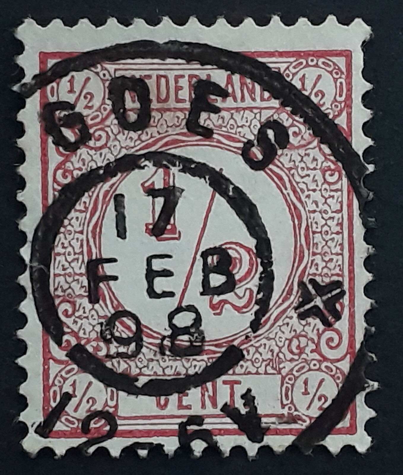 1898 Netherlands 1/2c red Numeral stamp cancelled Goes