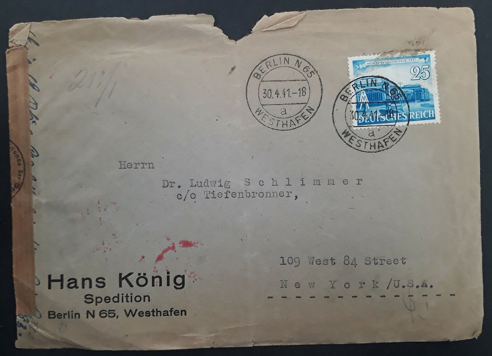 RARE 1941 Germany Hans König Censor Cover ties 25 Pfg stamp cancelled Berlin