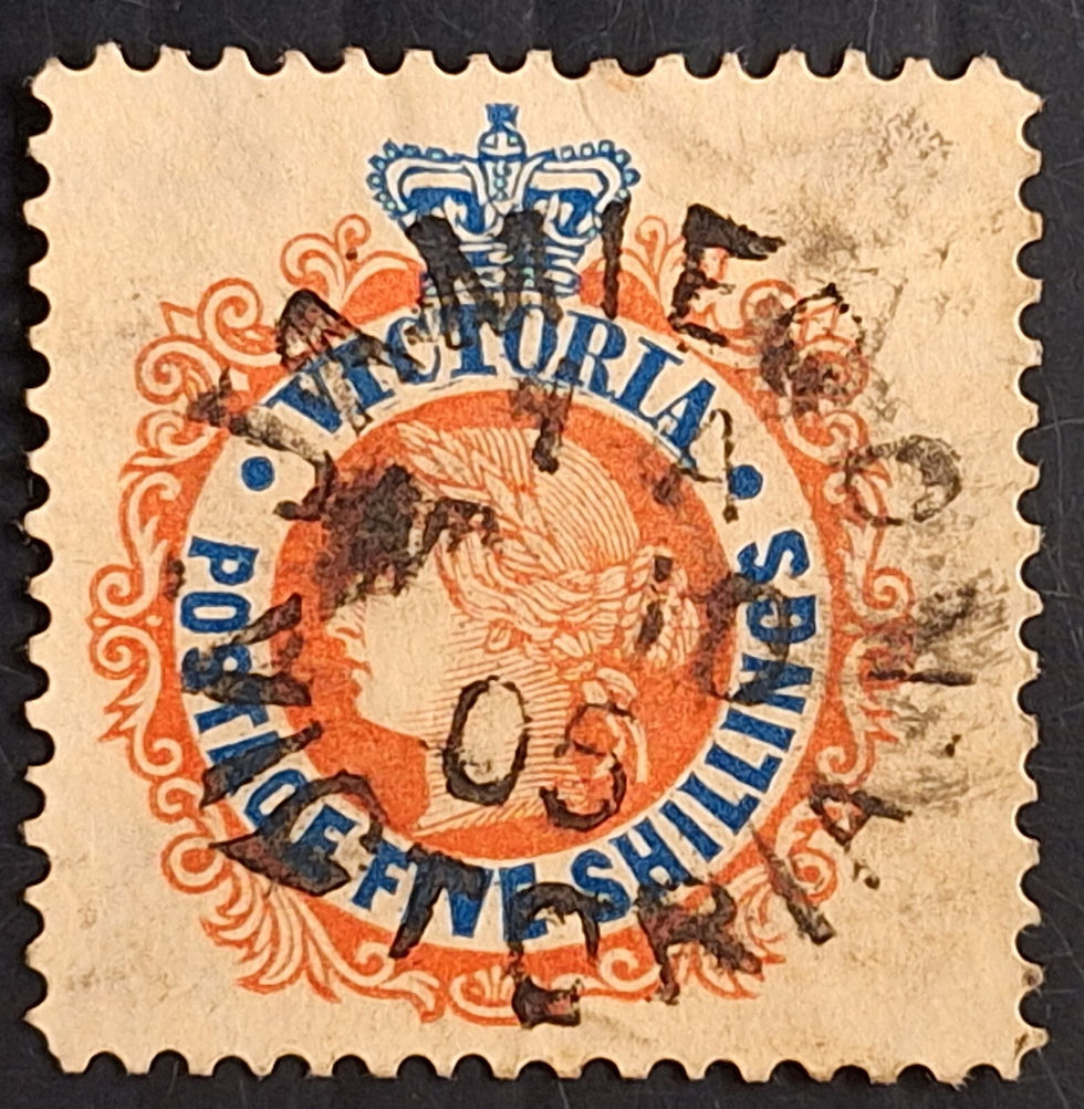1901- Victoria Australia 5/- Rose Red&Pl Blue Postage stamp WMK V/Crown JAMIESON
