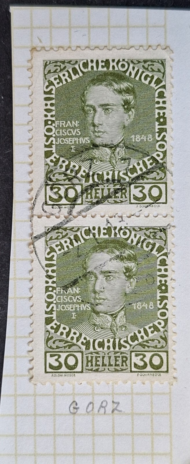 1913 Austria 30H Franz Josef I Commemorative Stamp X 2 cd Gorz