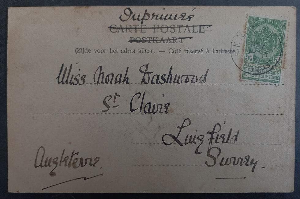 Thumbnail: 1903 Belgium Postcard-Mill Road ties 5c stamp cd Knocke-Surrey