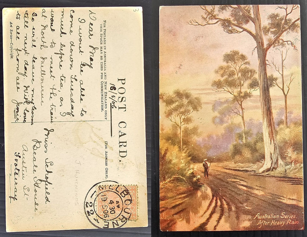1906 Victoria Australia Postcard from J Hutchings series - AFTER HEAVY RAIN Used