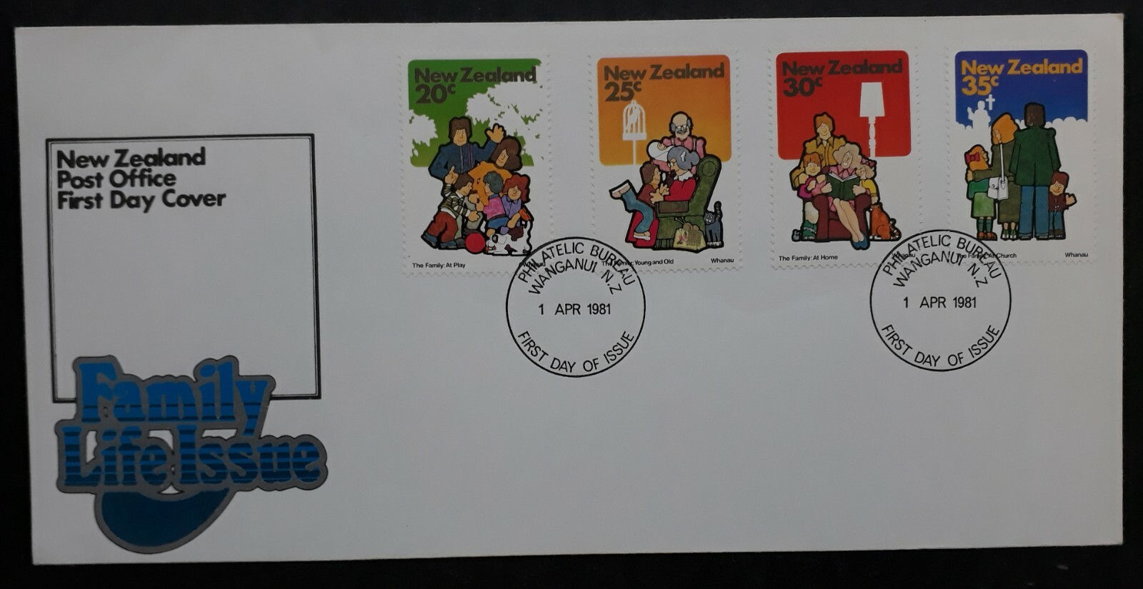 1981 New Zealand Family Life FDC ties 4 Stamps cd Wanganui