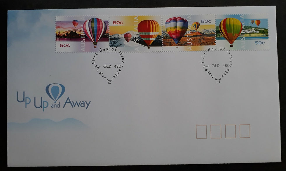 2008 Australia Up, Up and Away FDC ties 4 stamps cd Ayr QLD