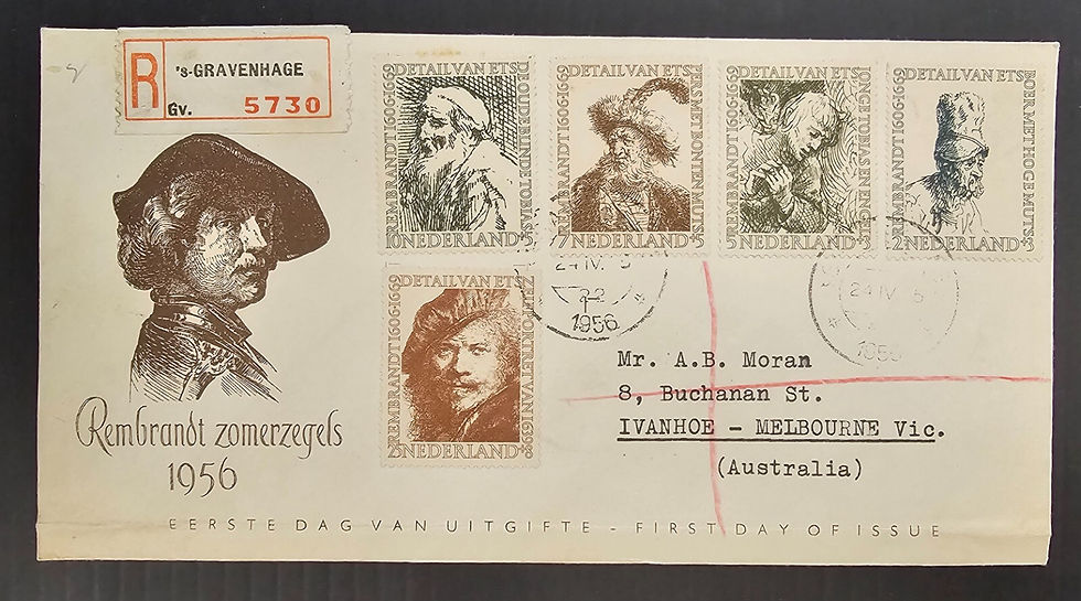 1956 Netherlands Rembrandt Reg Cover ties 5 Stamps cd Gravenhage-Ivanhoe
