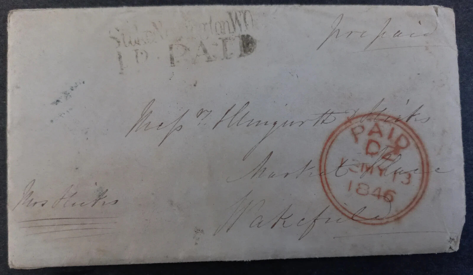 1846 Great Britain Cover & Letter sent from Stoke Newington 1d PAID cds