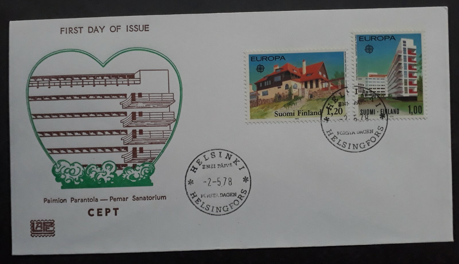 1978 Finland European Monuments FDC ties 2 Stamps cd Helsinki