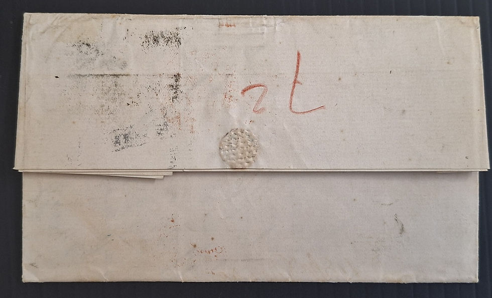 Thumbnail: 1872 Great Britain Folded Letter ties 2x1/- stamps Manchester to Montevideo
