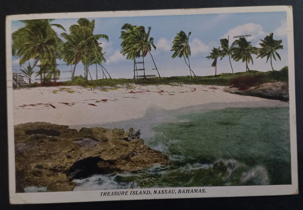 Thumbnail: 1935 Bahamas Postcard-Treasure Island ties 1.5p stamp cd Nassau