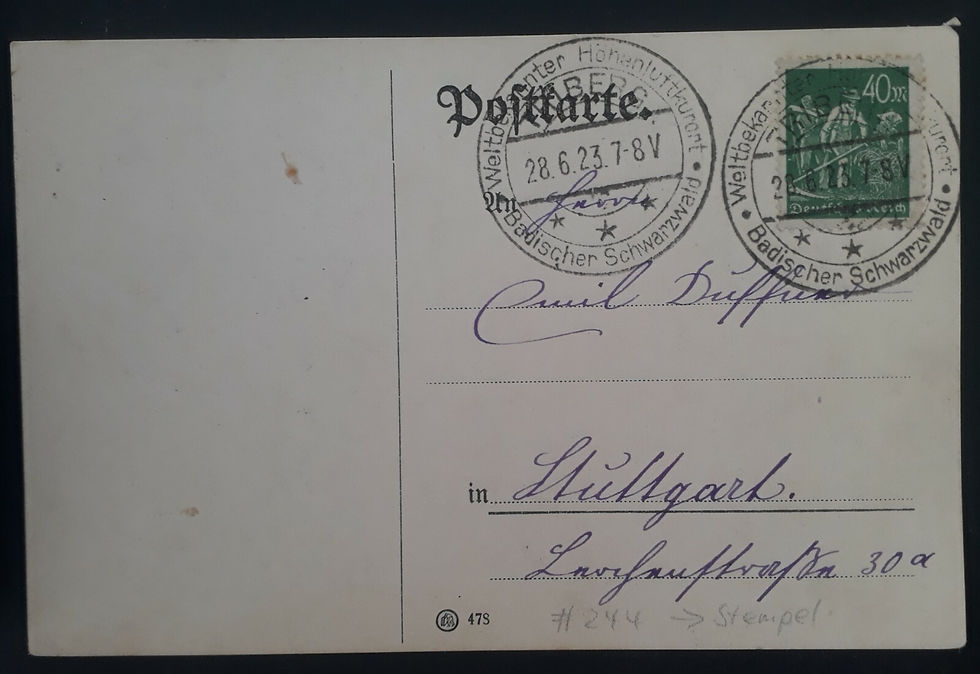1923 Germany Postcard ties 40Mk green stamp Triberg Health Resort cachet