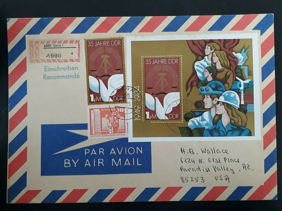 1987 Germany (DDR) Registd Cover ties 35th Anniv of DDR minisheet &2 stamps Gera