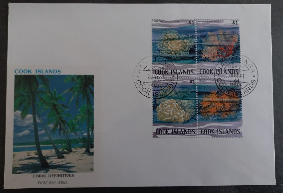 1981 Cook Islands Corals Cover ties 4 stamps cd Rarotonga