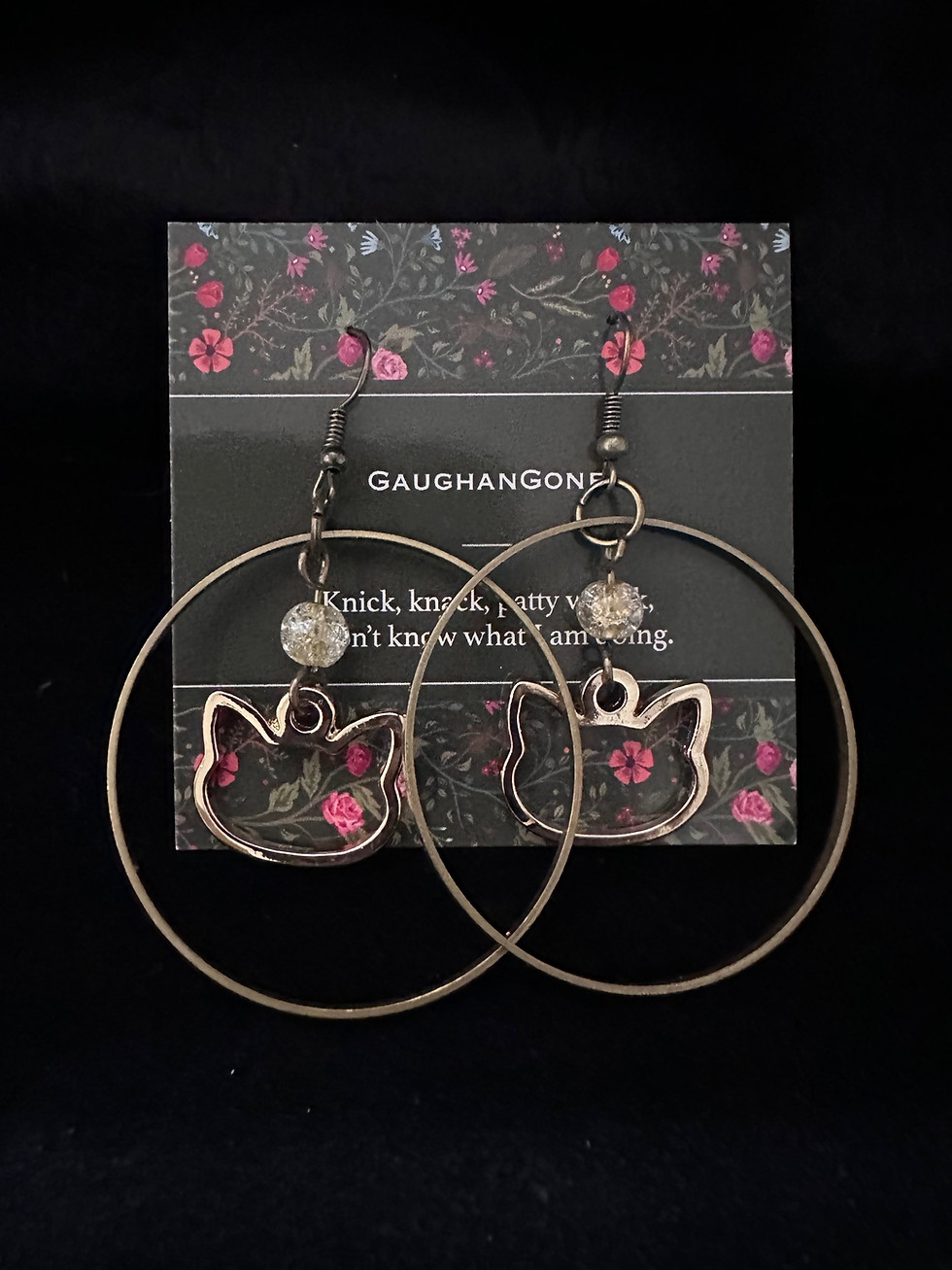 Thumbnail: Metal Cat and Hoop Earrings 