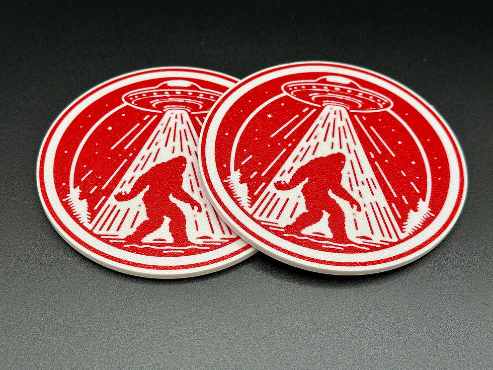 Bigfoot Drink Coasters - Set of 4 - 3D Printed with Cork Backing - Sasquatch