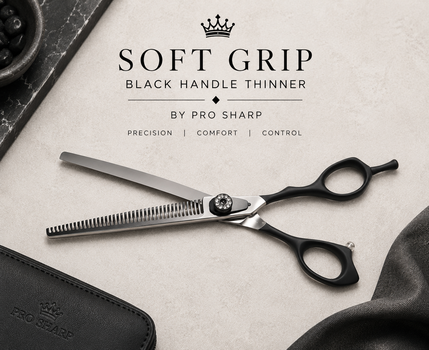 Soft Grip Black Handle Thinner 7"