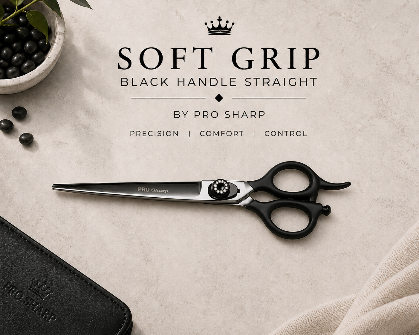 Soft Grip Black Handle Straight 7"