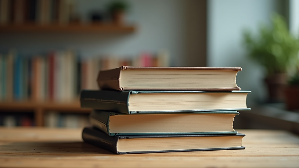 Close-up view of a stack of well-edited books