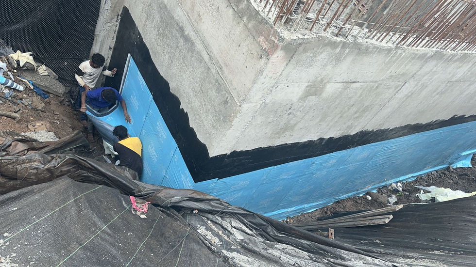 Retaining wall water proofing