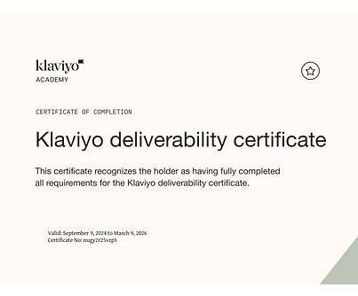 Klaviyo Email Deliverability Certificate .png