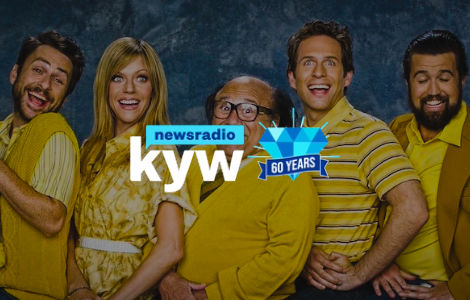 The Gang standing against a background and KYW NewsRadio logo.
