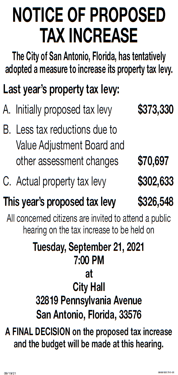 Notice of Proposed Tax Increase