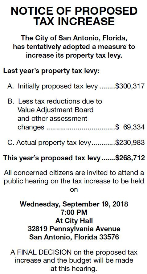 Notice of Proposed Tax Increase, Fiscal Year 2018-2019
