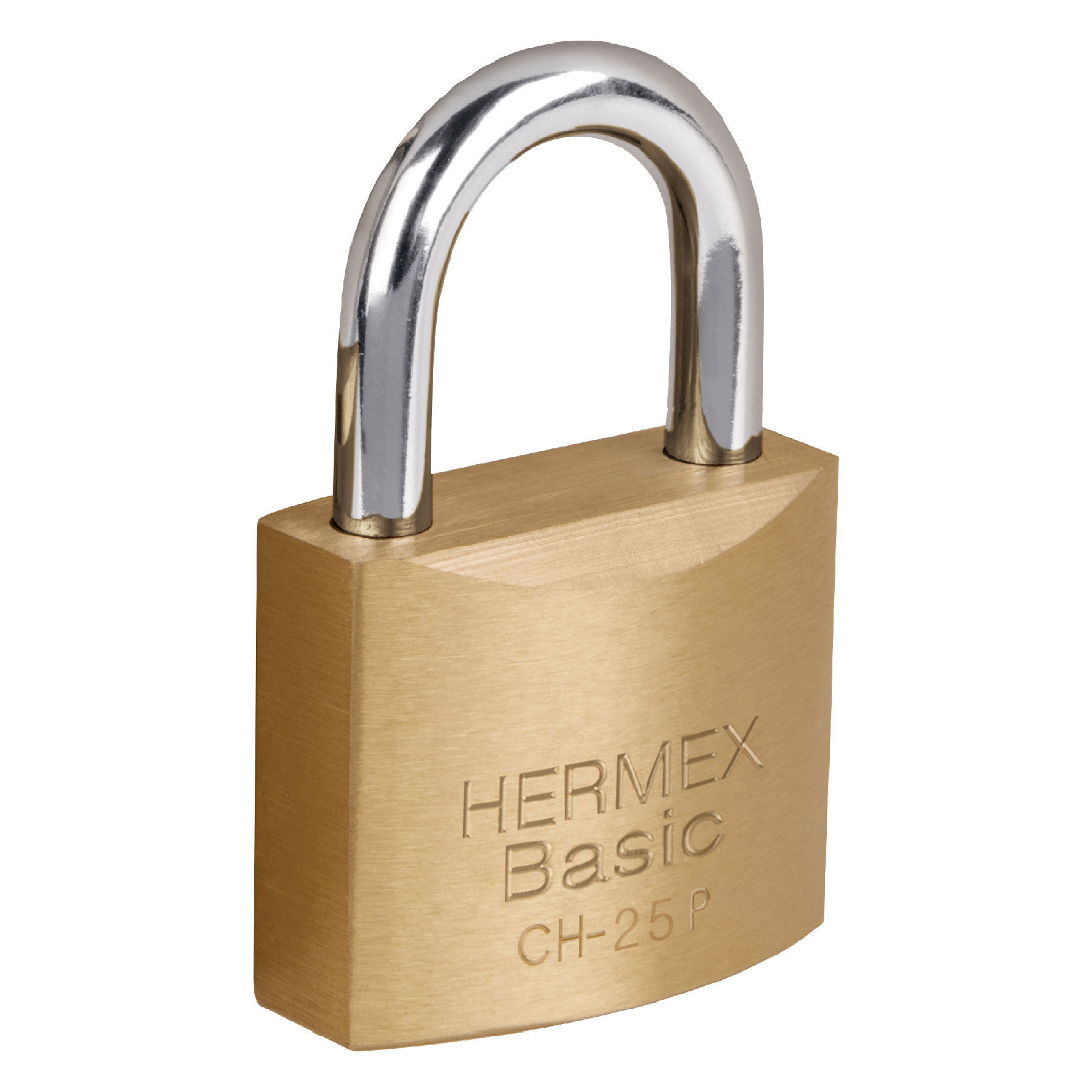 BRASS-COLOURED IRON PADLOCK, 25 MM, SHORT, BLISTER, BASIC (22529)