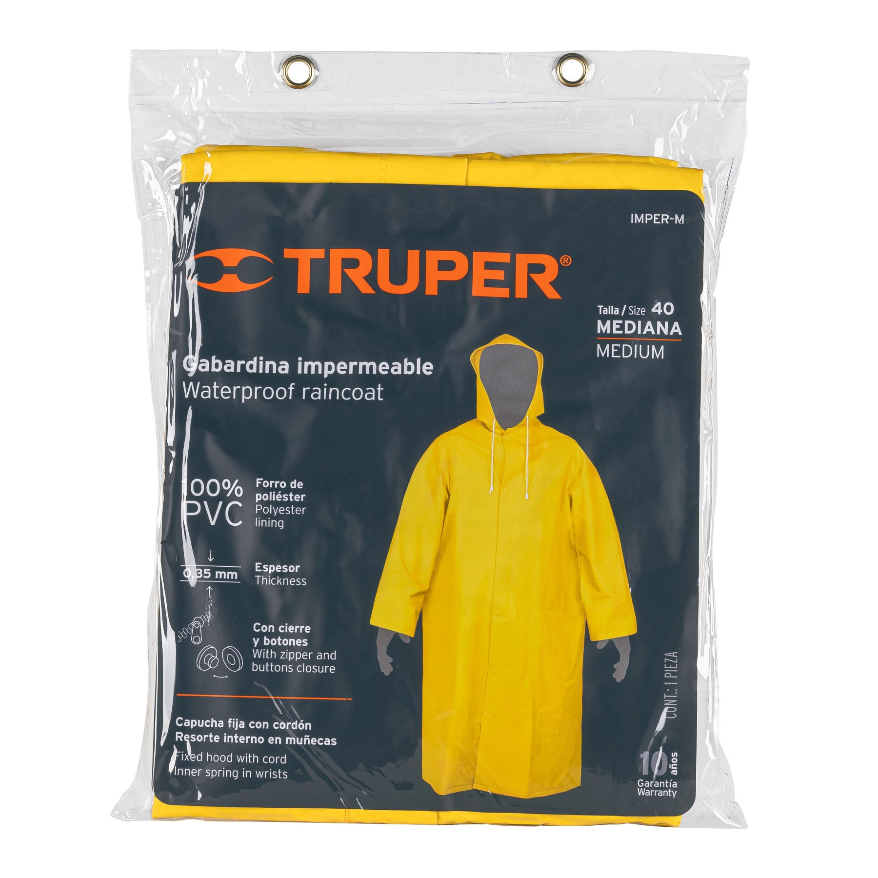 DOUBLE-LAYER WATERPROOF TRENCH COAT, SIZE M, TRUPER (IMPER-M)