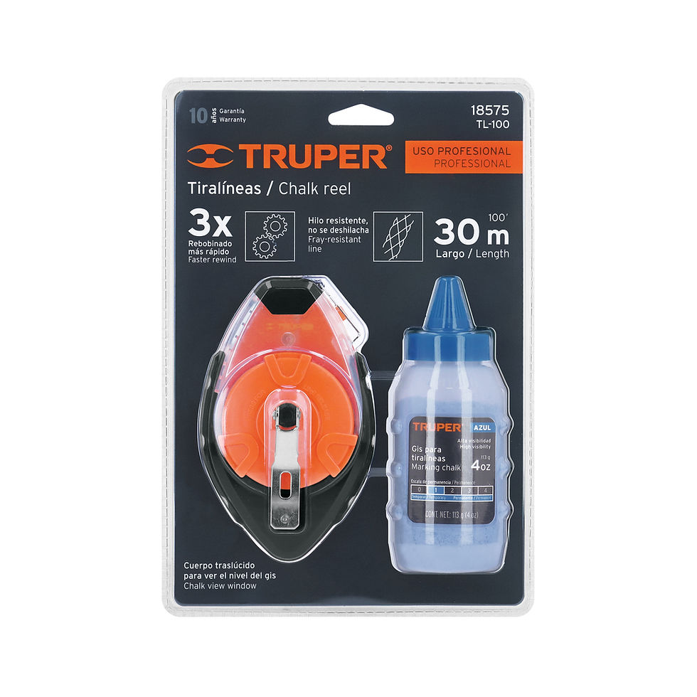 Thumbnail: PROFESSIONAL PLASTIC CHALK LINE WITH CHALK, 30M (100 FT), TRUPER (TL-100)